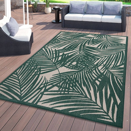 World Rug Gallery Contemporary Palm Leaf Textured Flat Weave Indoor/Outdoor Area Rug 7'10" x 10' Green 118GREEN8X10